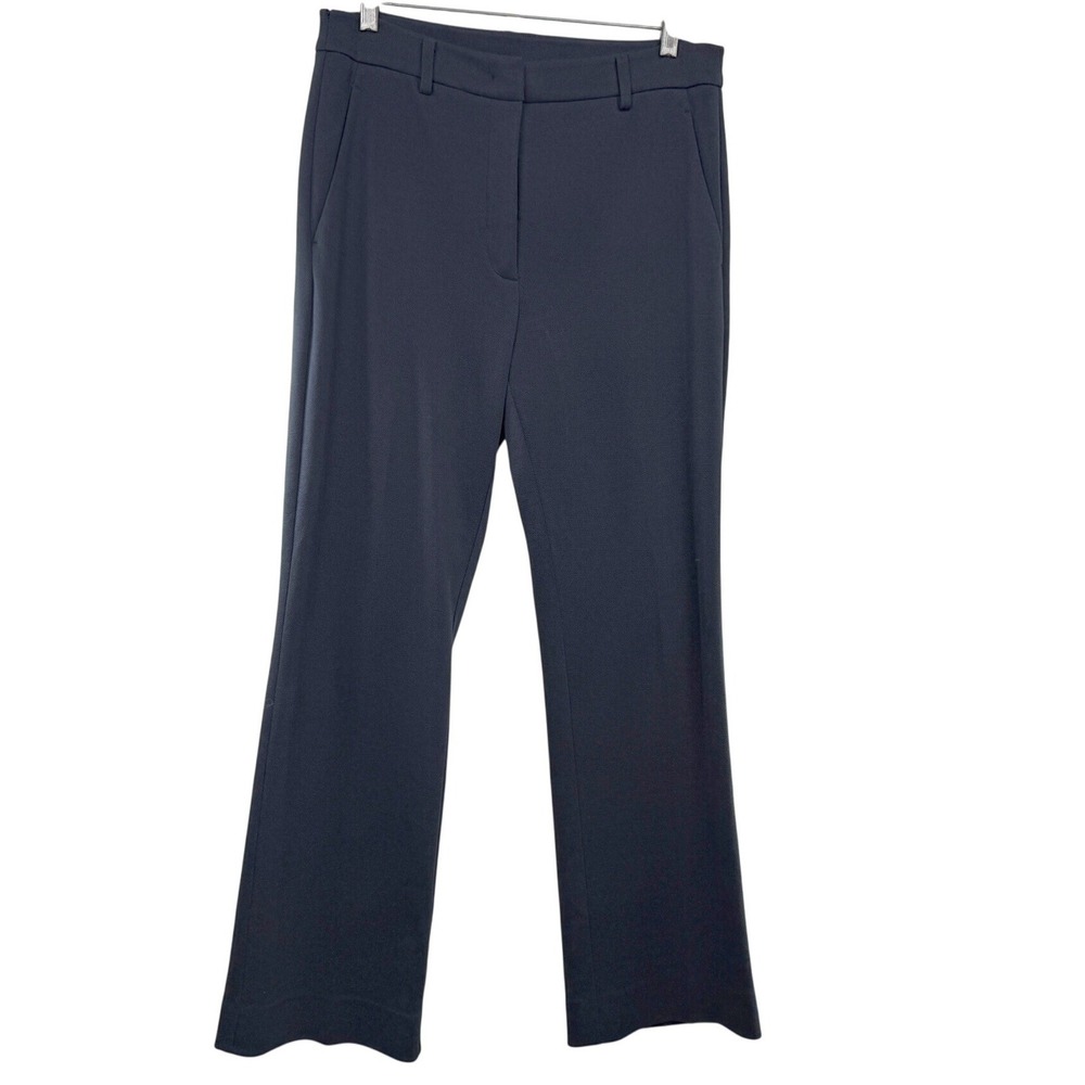 Weekend MaxMara Twill Knit Wide Leg Trousers Women Size M Flat Front Navy Blue